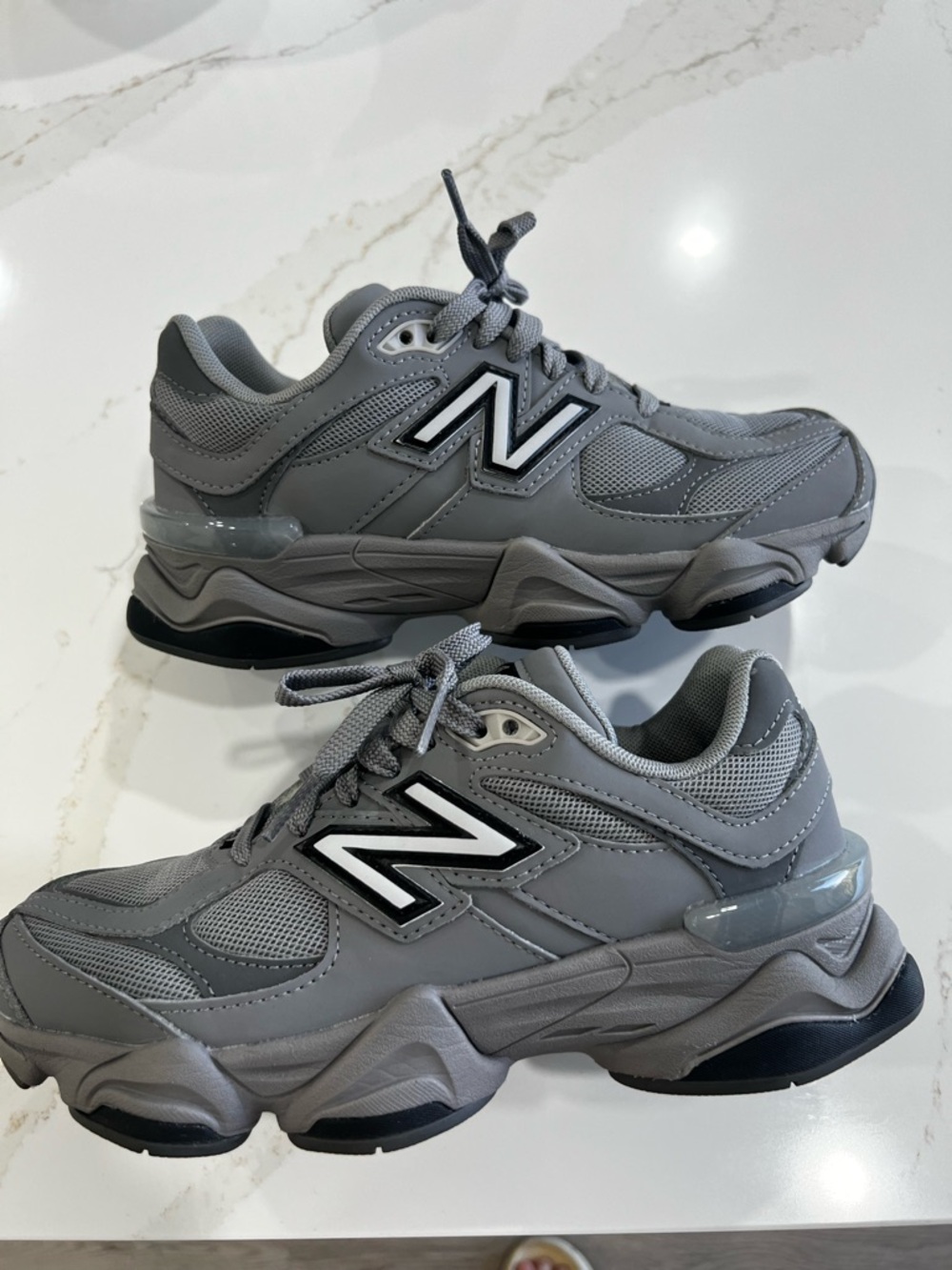 New Balance Gray Leather & Mesh Sneakers